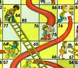 Although Chutes and Ladders much of the moralizing tone of its predecessors, the symbolism of actions and consequences remained.
