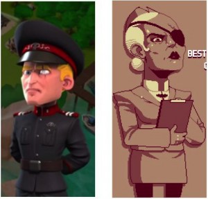 A Boom Beach antagonist (left) and a LUFTRAUSERS protagonist