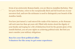 Figure 2: The Start of the Twine Game using a Choose-Your-Own-Adventure System