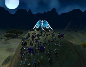 WoW players gathered at the spirit of Koiter at the Shrine of the Fallen Warrior