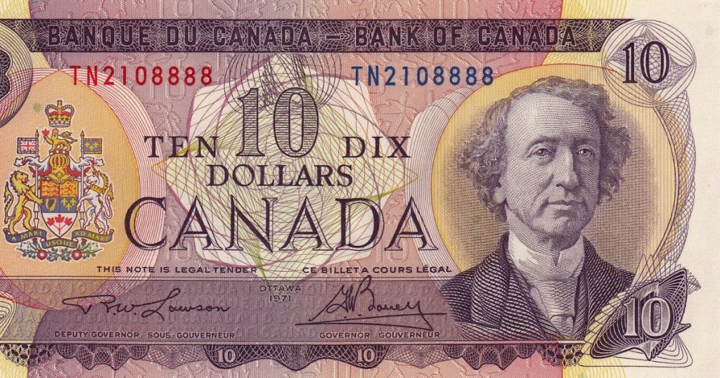 Canada 10 Dollar Note 1971 Sir John A. Macdonald