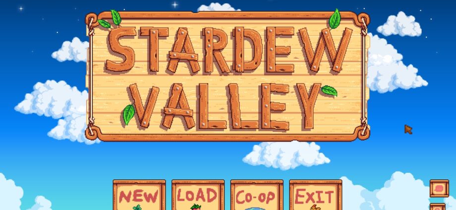 The Title Screen from the game Stardew Valley