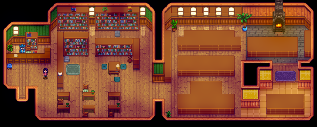 Interior of the Stardew Valley Library